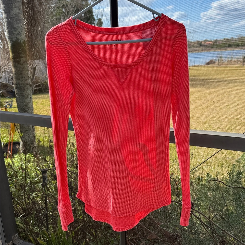 Arizona Jean Company waffle Vivid Coral Long Sleeve Tee